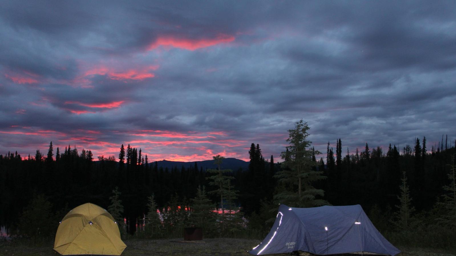 An Evening Sunset over the Exploration Camp at the Dragon Lake Gold Project Yukon Territory