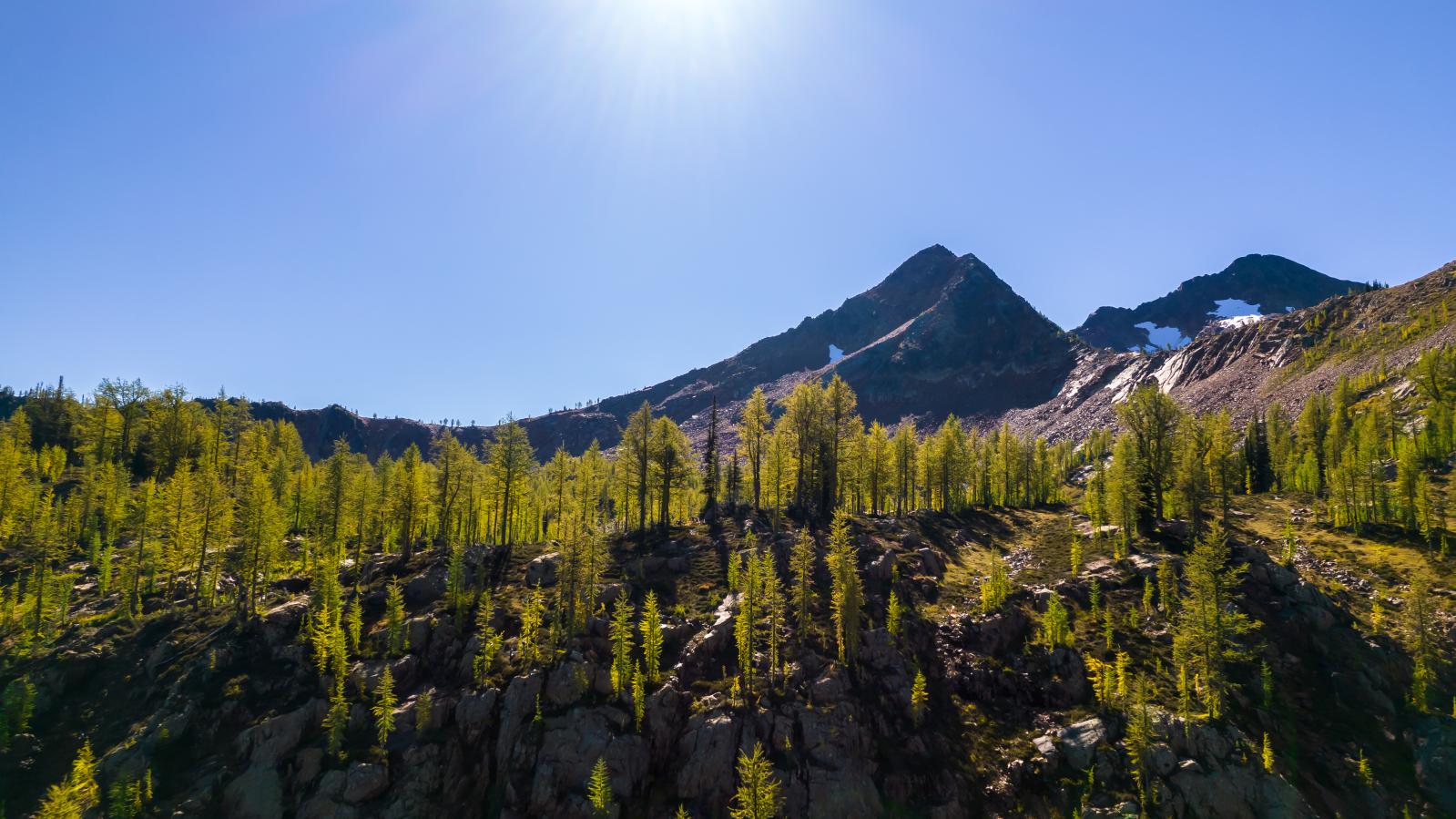 Beautiful Mountain peak sunlit vista from Vulcan Project 2022