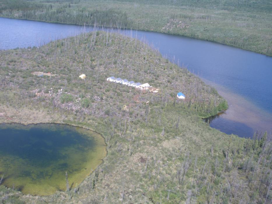 Aerial View of the Exploration Camp at Dragon Lake Gold Project in 2011