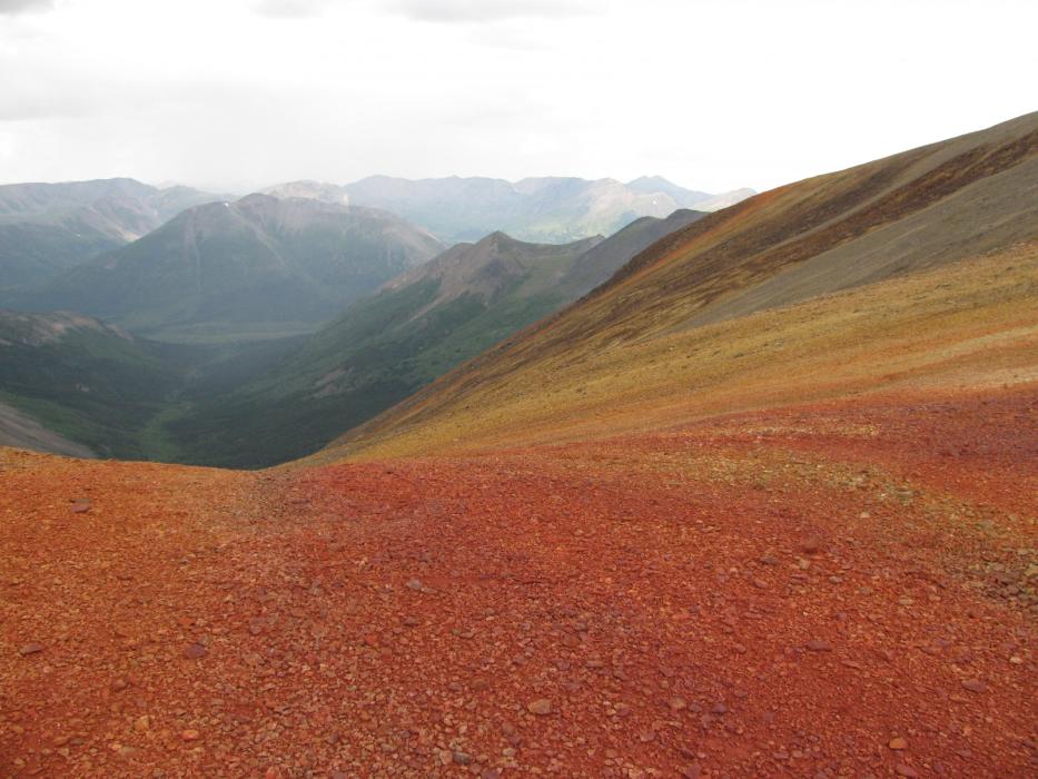 Gossanous Ridge at MM Critical Minerals Exploration Project in the Yukon Territory