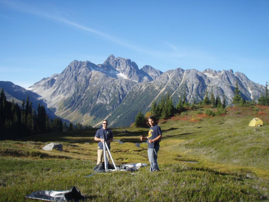 Setting up Camp at the West Cu-Au Zone During the 2009 Exploration Program at the Elsiar Property in Northwestern British Columbia