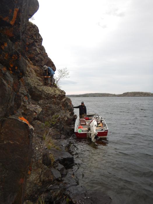 Prospecting by Boat at Pine Channel in Northern Saskatchewan