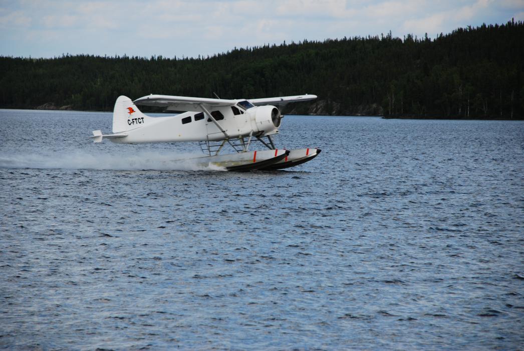 Float plane taking off in northern Saskatchewan