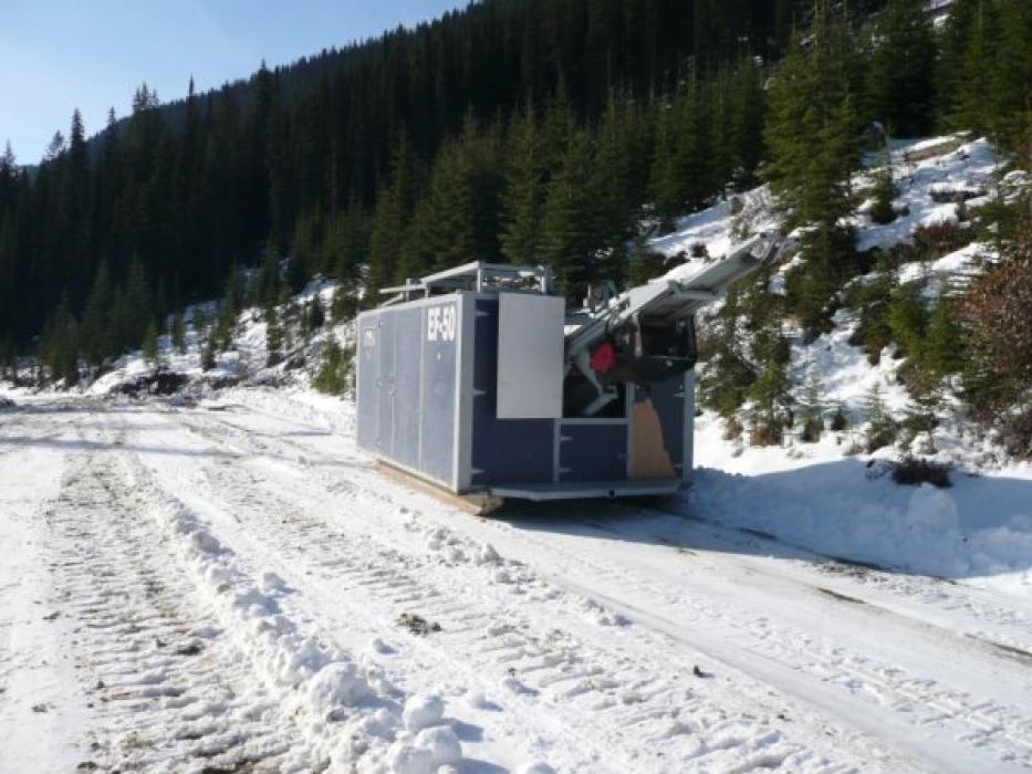 Diamond Drill being mobilized in for the 2009 drill program at the Sphinx Molybdenum Project in Southeastern British Columbia