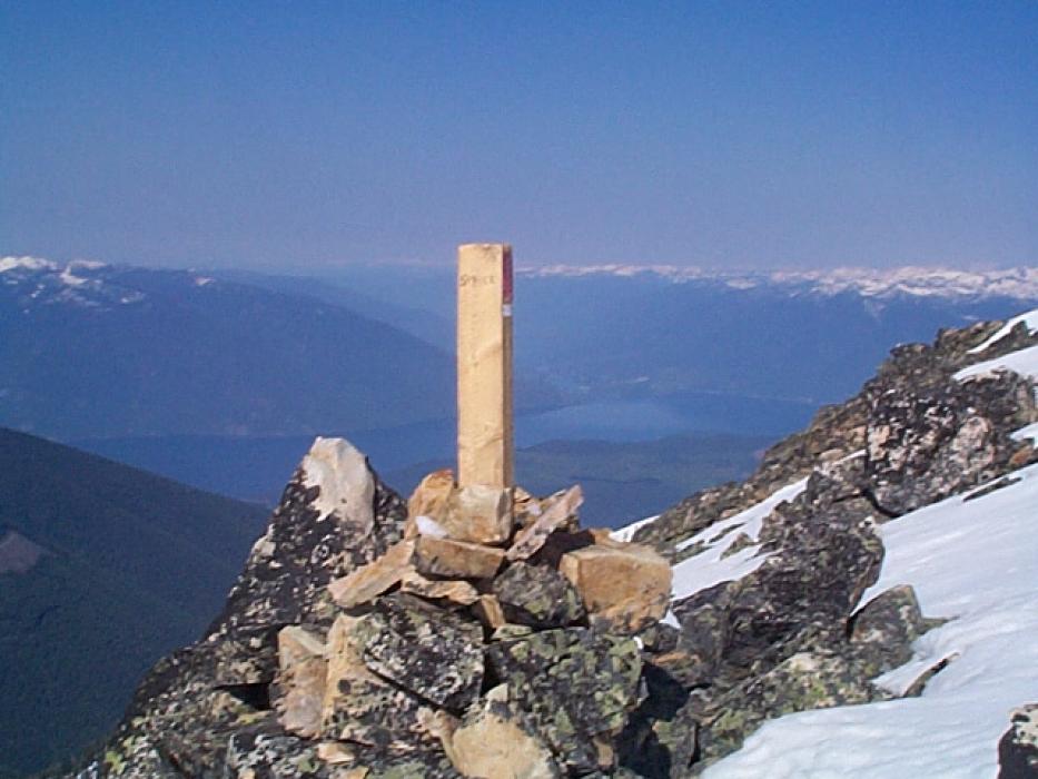 Claim post at the Sphinx molybdenum project in South east British Columbia