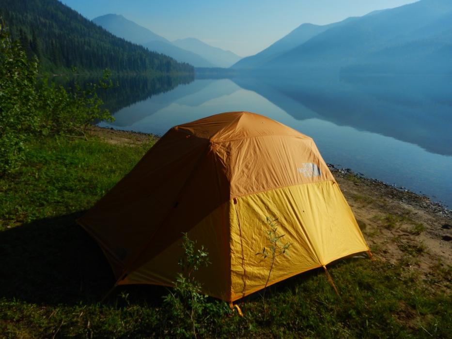 Tent camp overlooking Uslika Lake - you can't see the bugs but they're there