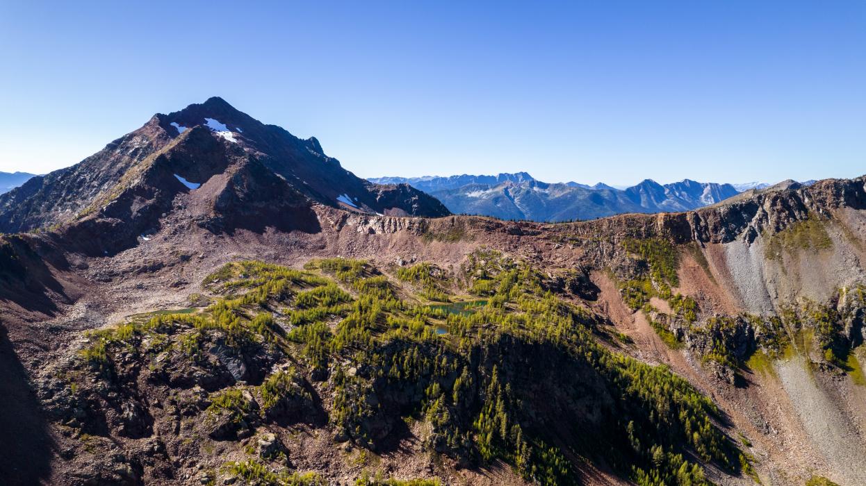 View of Purcell Mountains from Vulcan Project in 2022